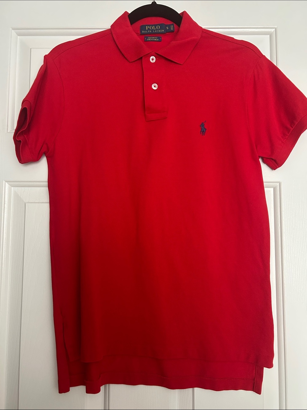 Polo by Ralph Lauren Men's Bright Red Classic Polo with Navy Logo